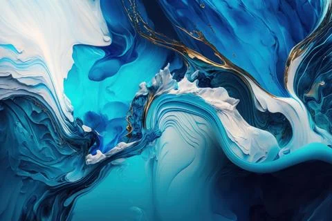 Blue creative abstract hand painted design wallpaper background, marble textu Stock Illustration