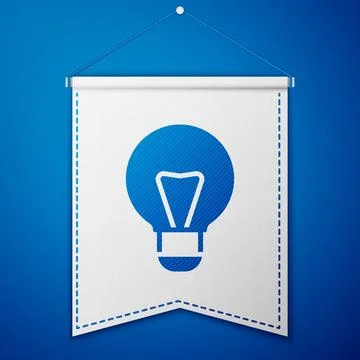 Blue Creative lamp light idea icon isolated on blue background. Concept ide.. Stock Illustration