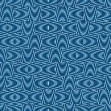 Blue creative seamless geometric striped pattern. Wavy linear symmetry endless 库存插图