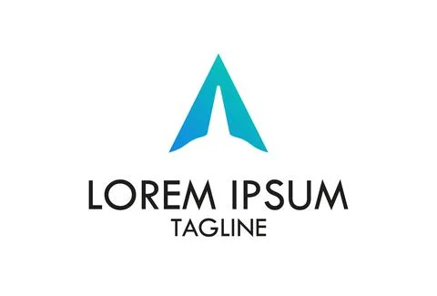 Blue Creative Triangle Shape Abstract A Letter Logo Design	 Stock Illustration