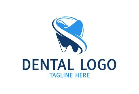 Blue Creative, Unique, Flat Abstract Smile Tooth Blue Dental Logo Design Concept Stock Illustration