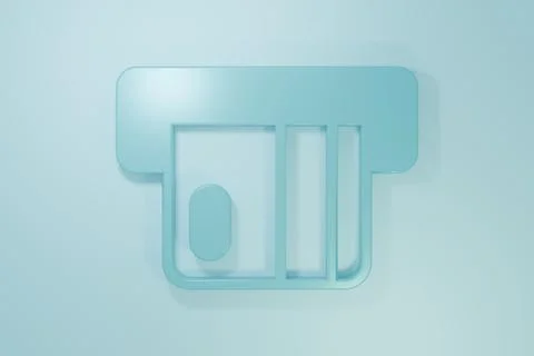 Blue Credit card inserted in card reader icon isolated on blue background. .. Stock Illustration