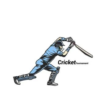 Blue cricket bats man vector illustration. Stock Illustration