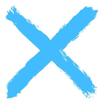 Blue criss cross brushstroke delete sign Stock-Illustration