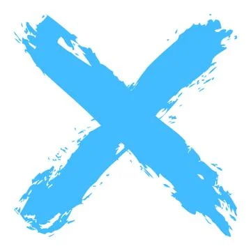 Blue criss cross brushstroke delete sign Stock-Illustration