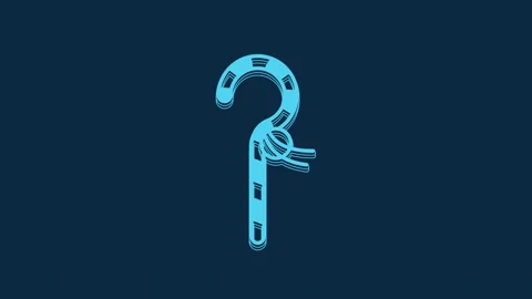 Blue Crook icon isolated on blue background. Ancient Egypt symbol. Scepters of Stock Footage 235941122