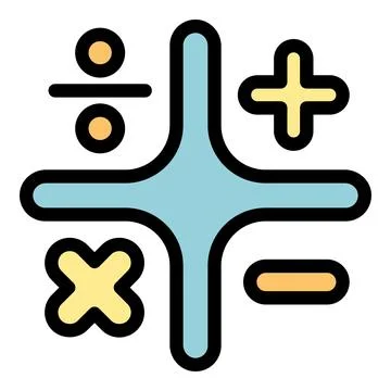 Blue cross showing basic math symbols adding subtracting multiplying dividing Stock Illustration
