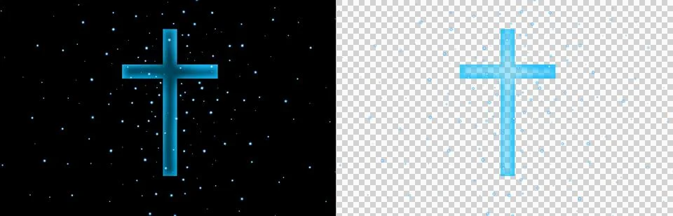 Blue cross with sparkle  Stock Photos