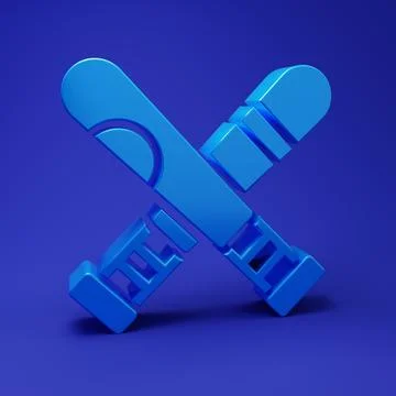 Blue Crossed baseball bat icon isolated on blue background. Minimalism conc.. Stock Illustration