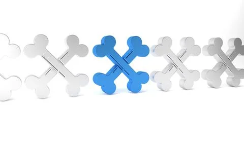 Blue Crossed bones icon isolated on white background. Pets food symbol. Hap.. Stock Illustration