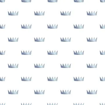 Blue crown seamless pattern representing royalty and power Stockillustratie