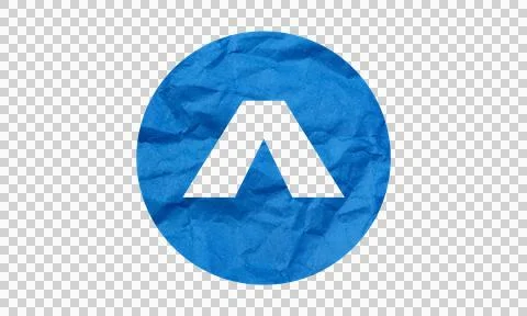Blue Crumpled Paper Texture Up Arrow Symbol Icon Isolated on White Background Stock Illustration