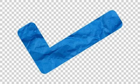 Blue Crumpled Paper Texture Check Mark Icon Isolated on White Background Stock Illustration