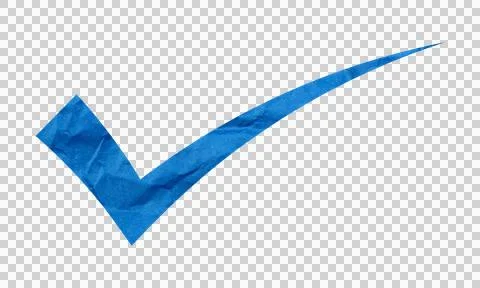Blue Crumpled Paper Texture Check Mark Icon Isolated on White Background Stock Illustration