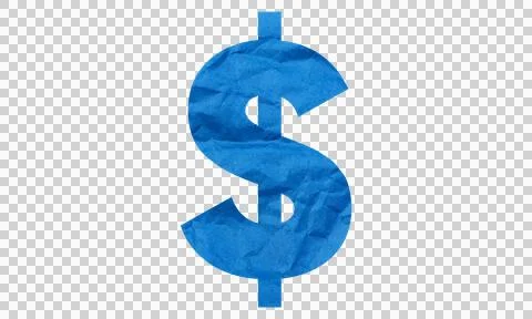Blue Crumpled Paper Texture Dollar Sign Icon Isolated on White Background Stock Illustration