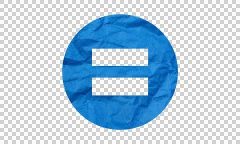 Blue Crumpled Paper Texture Equal Sign Symbol Icon Isolated on White Backgrou Stock Illustration