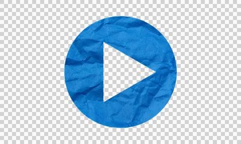 Blue Crumpled Paper Texture Play Button Icon Isolated on White Background Stock Illustration
