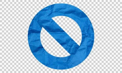Blue Crumpled Paper Texture Prohibited Sign Icon Isolated on White Background Stock Illustration