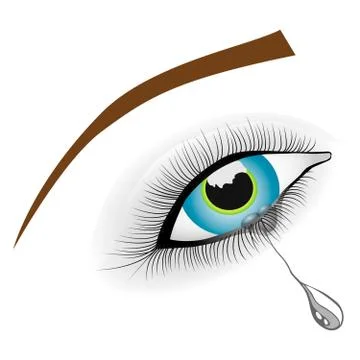 Blue crying eye close-up Stock Illustration