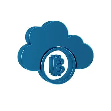 Blue Cryptocurrency cloud mining icon isolated on transparent background. B.. Illustrazione stock