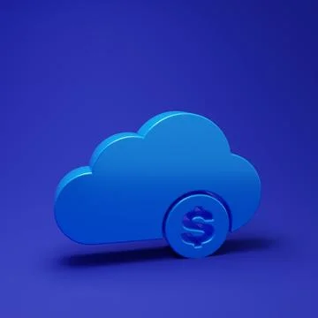 Blue Cryptocurrency cloud mining icon isolated on blue background. Blockcha.. 库存插图