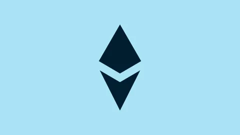 Blue Cryptocurrency coin Ethereum ETH icon isolated on blue background. Altcoin Stock Footage 231427328