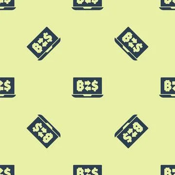 Blue Cryptocurrency exchange icon isolated seamless pattern on yellow backgro Stock Illustration