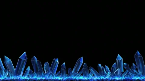 Blue crystal border frame with glowing ice crystals and copy space, seamles.. Stock Footage 342043071