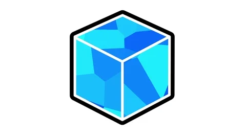 Blue Crystal Cube Icon on White Background Stock Footage 335592103