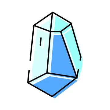 Blue crystal geometric shape icon outlining technology イラスト素材