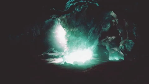 Blue crystal ice cave beneath the glacier in Iceland Video stock 221923689