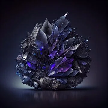 Blue crystal Iolite gem isolated on black background. Stock Illustration