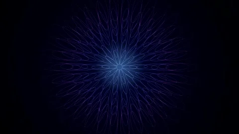 Blue Crystal Mandala Pattern Drifting on Black Background Video stock 348252518