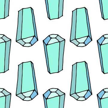 Blue crystal pattern in a flat style. Seamless pattern of hand-drawn rectangular Illustrazione stock