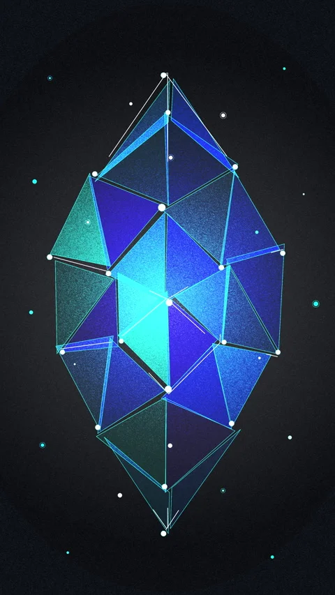 Blue crystal polygon geometric motion graphic looping texture Stock Footage 346638512
