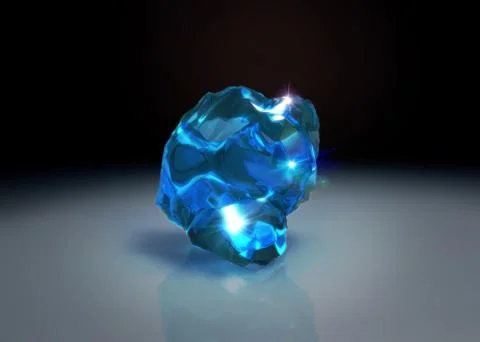 Blue crystal stone on table Stock Illustration