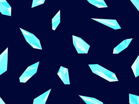 Blue crystals seamless pattern. Diamonds and brilliants. Raw minerals. Gems a Stock Illustration