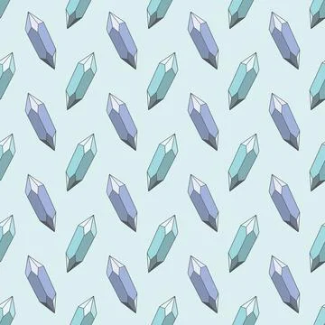 Blue crystals seamless repeat pattern design, geometric pattern design. 스톡 일러스트
