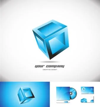 Blue cube box 3d logo icon design games Stock Illustration