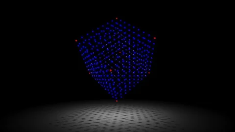 Blue cube consisting of dots rotates on a black background. Stock Footage 105746798