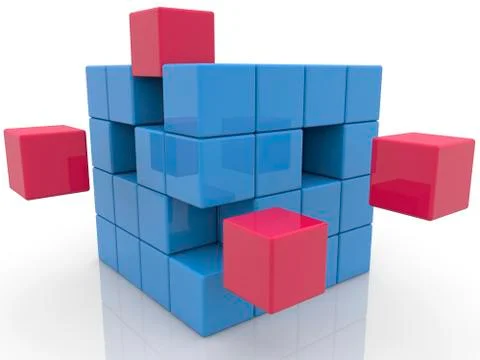 Blue cube with empty spaces Stock Illustration