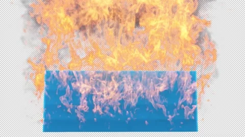 Blue cube on fire with alpha channel Stock Footage 321635531