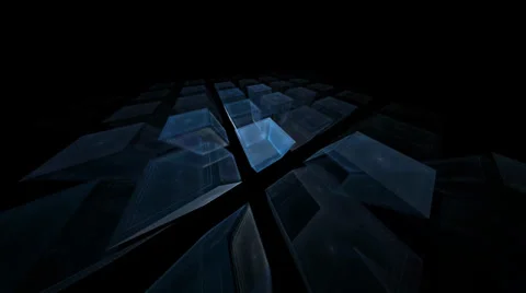 Blue cube fractal rotate diagonal 360 in 4K. Stock Footage 33772364