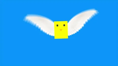 Blue Cube Head Bird Flying Stock Footage 281436527
