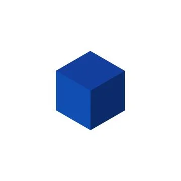 Blue cube from icon, geometric simple figure, vector 3D square cubic isometric Stock Illustration