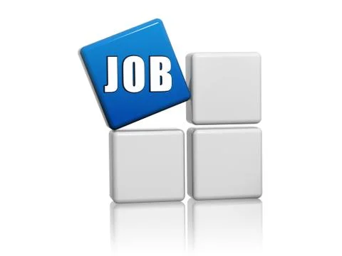 Blue cube with job word on boxes Stock Illustration