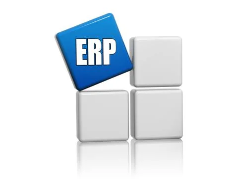 Blue cube with letters erp on boxes Stock Illustration