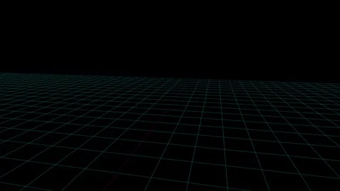Blue cube moving across a dark digital grid landscape with cinematic motion.. Vidéo 347902142