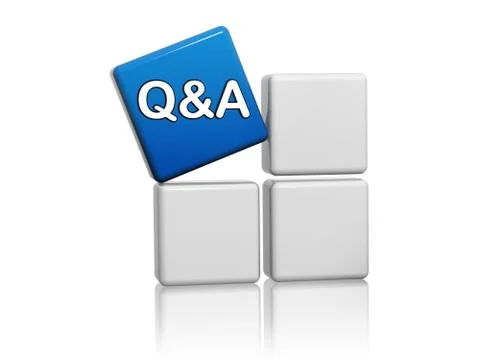 Blue cube with q&amp;a sign on boxes. Stock Illustration