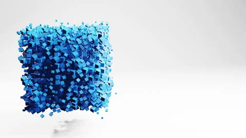 Blue cube shape construction in light space, abstract animation motion graphics Stock Footage 264215286